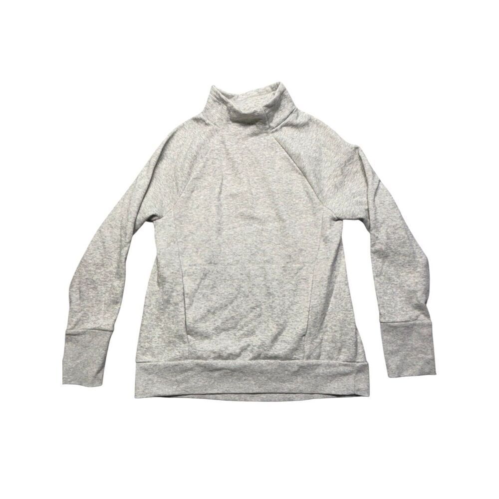 Fabletics Zaylee Funnel Neck Tunic Sweatshirt Womens L Light Grey Heather NEW
